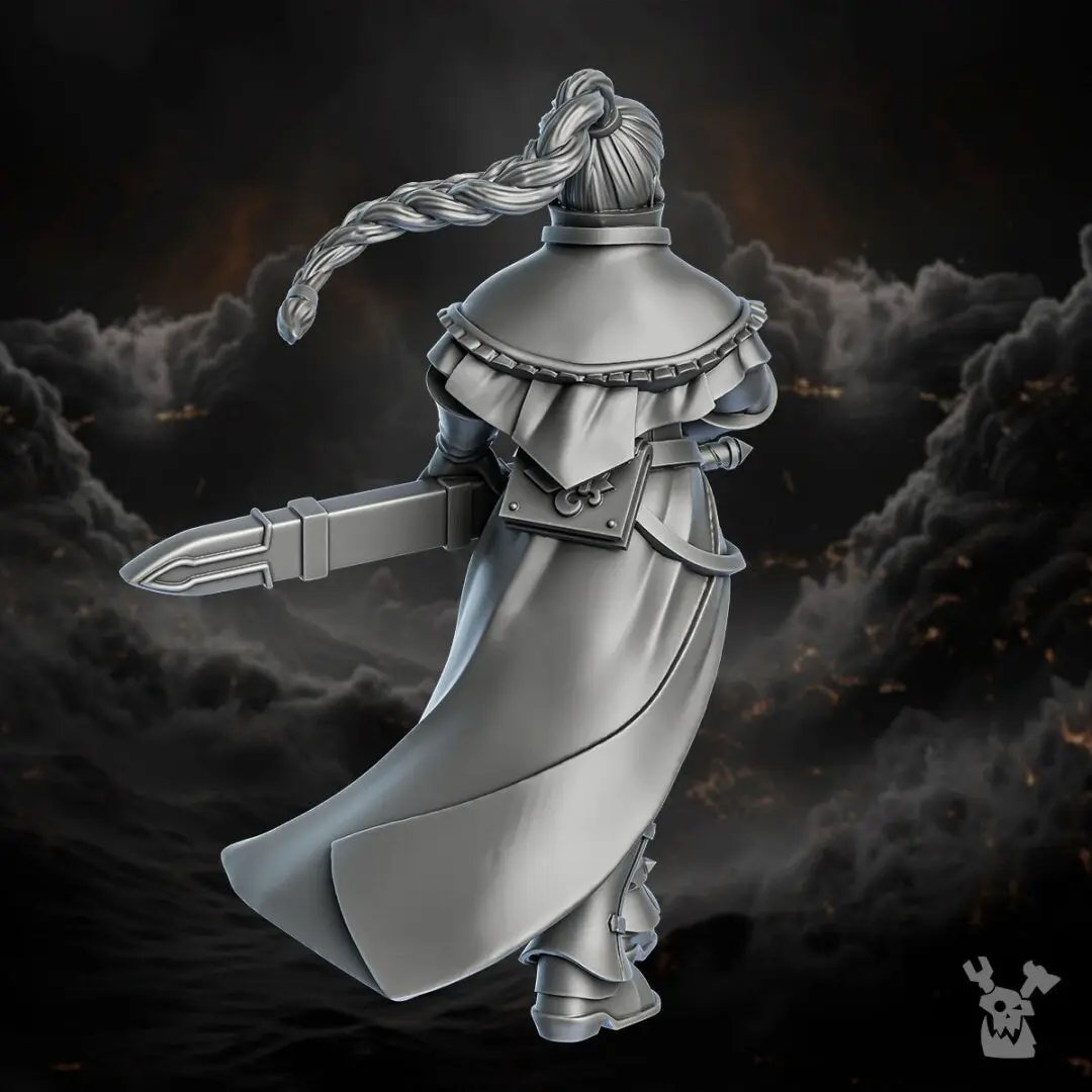 3D printed Sister Tianna model by DakkaDakka Miniatures for Last Hope Miniatures, showing detailed miniature figure on a stand.