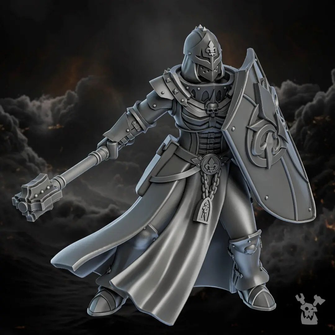 3D printed Sisters of Redemption model by Last Hope Miniatures, featuring detailed armor and religious iconography.