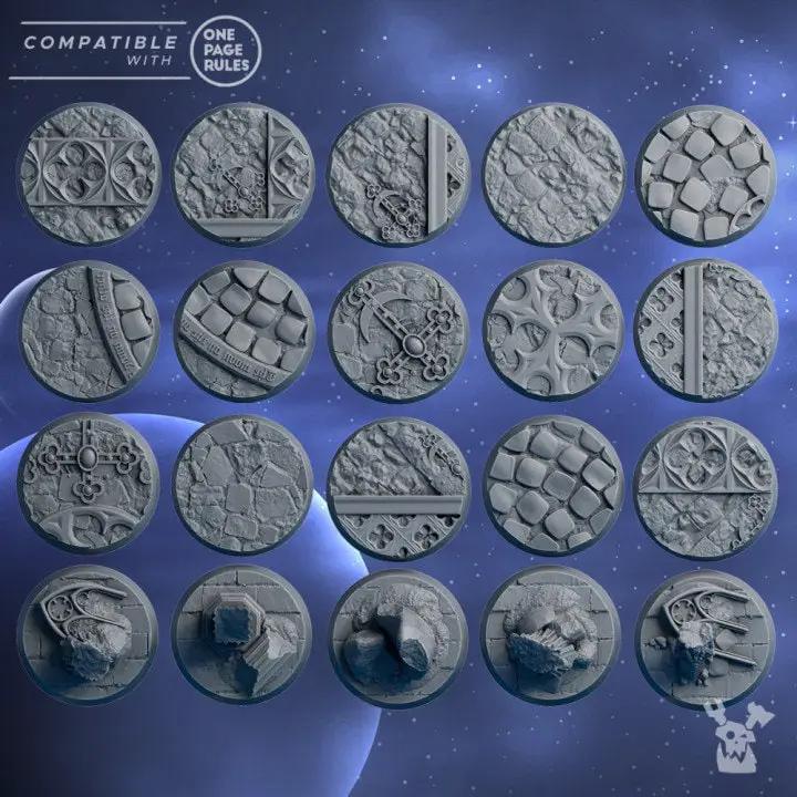 3D printed silver moon base set model by Last Hope Miniatures, featuring detailed lunar terrain for tabletop gaming.