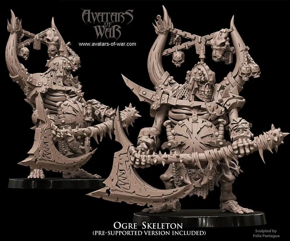 3D printed Skeletal Ogre model by Last Hope Miniatures for Avatars of War, featuring detailed skeletal and ogre features.