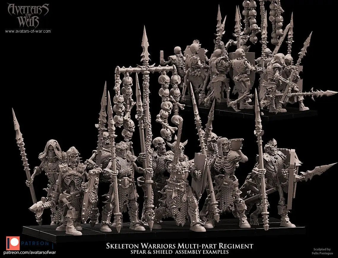 3D printed Skeletal Warriors Regiment model by Last Hope Miniatures, featuring detailed skeletal warrior figures for tabletop gaming.