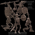 Set of five 3D printed Skeletal Warriors models by Last Hope Miniatures, detailed fantasy skeleton figurines from Avatars of War.