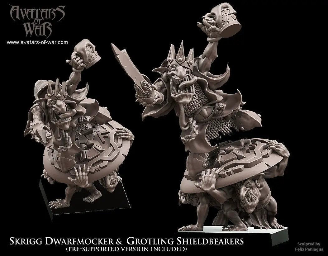 3D printed Skrigg Dwarfmocker Goblin King model by Last Hope Miniatures, detailed fantasy dwarf figure for tabletop gaming.