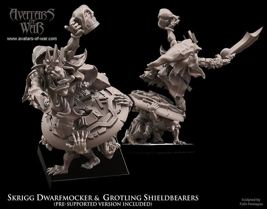 3D printed Skrigg Dwarfmocker Goblin King model by Last Hope Miniatures, featuring detailed sculpting and intricate design.