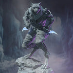 3D printed snow leopard rogue model by Last Hope Miniatures for DM Stash, showing detailed feline figure in neutral pose.