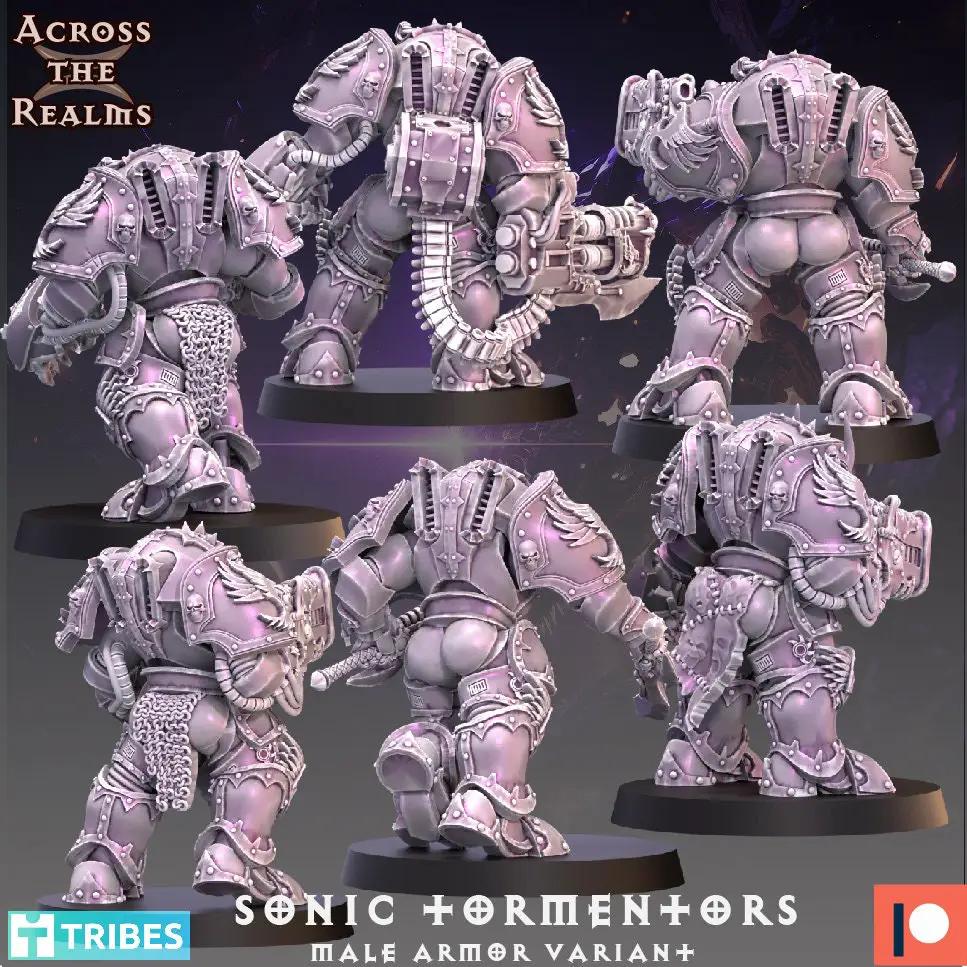 3D printed Sonic Tormentors model in heavy armor by Last Hope Miniatures, detailed miniature figure from EightLegs Miniatures.