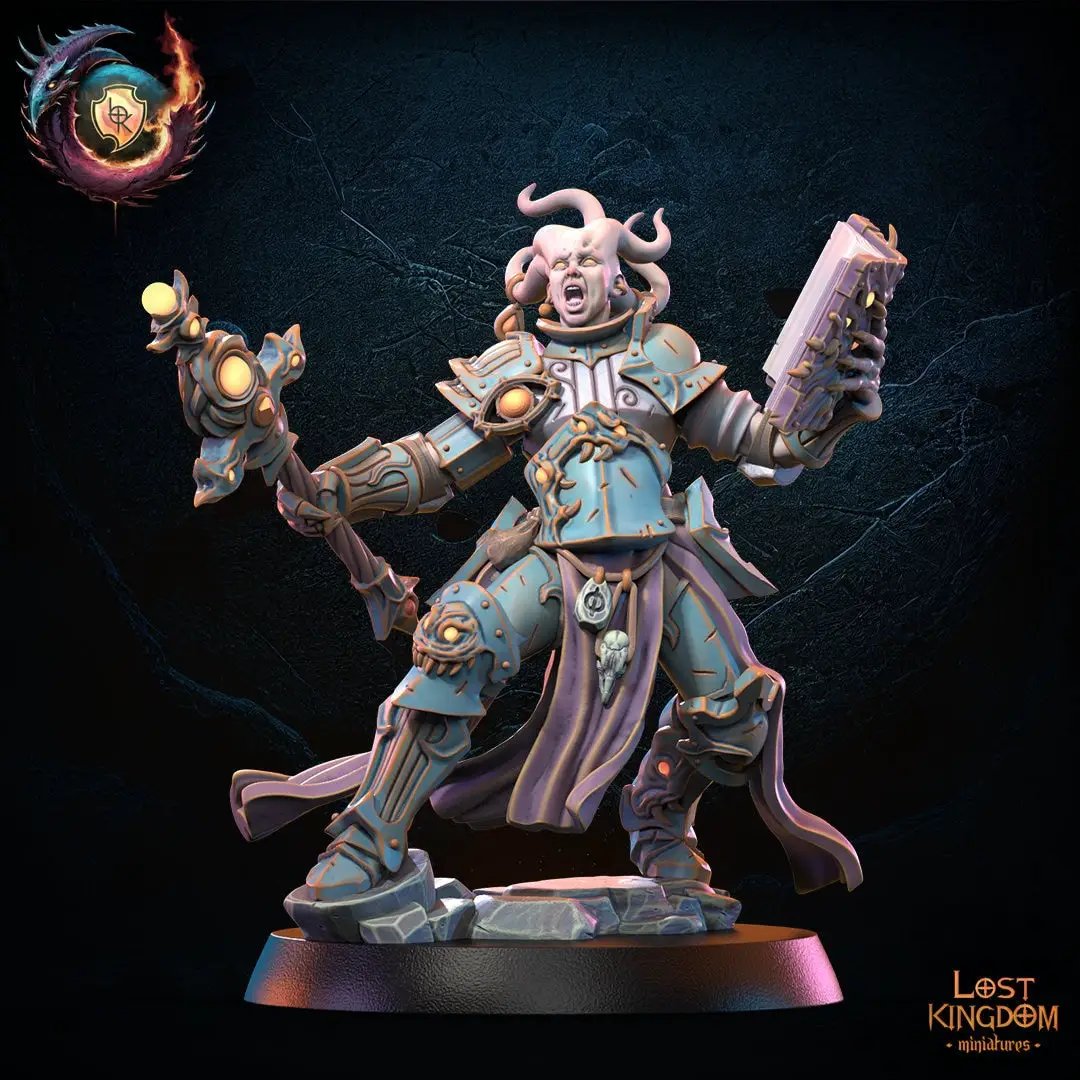 3D printed sorcerer model on Tentadisk by Lost Kingdom Miniatures, designed by Last Hope Miniatures, detailed fantasy figurine.