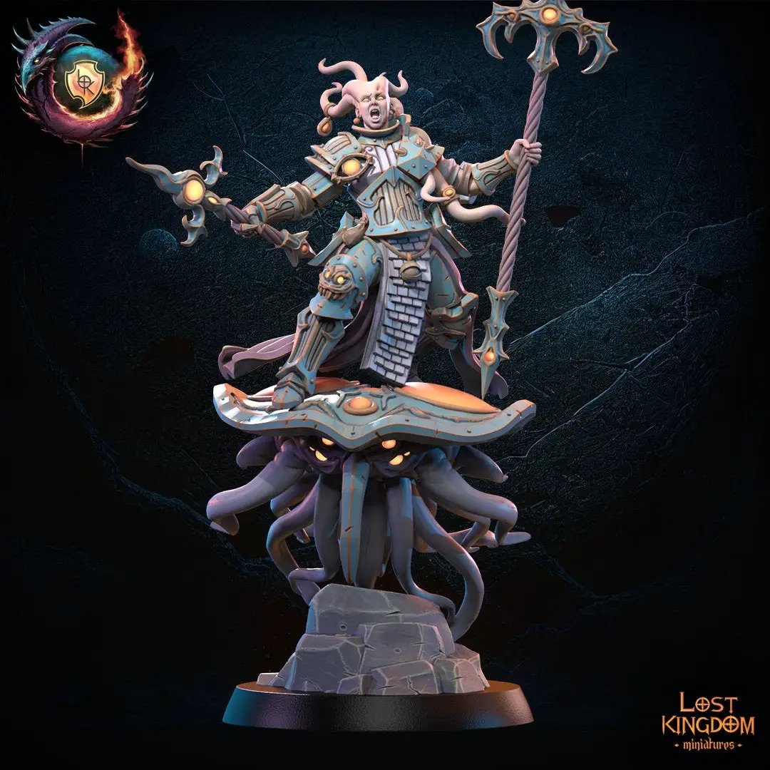 3D printed sorcerer model on Tentadisk by Lost Kingdom Miniatures, featuring detailed magical figure for tabletop gaming.