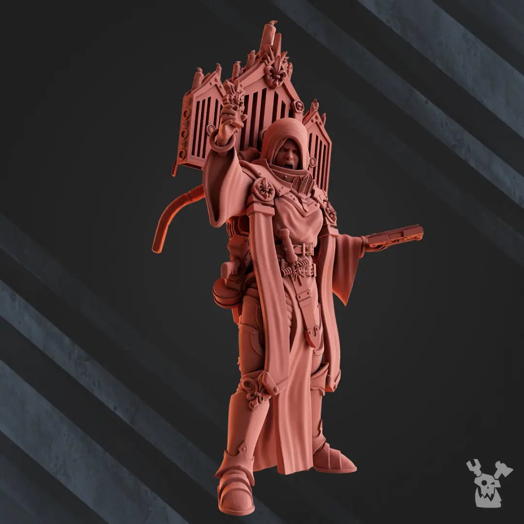 3D printed model of a speaker sister figure by Last Hope Miniatures, showcasing detailed sculpting and craftsmanship.