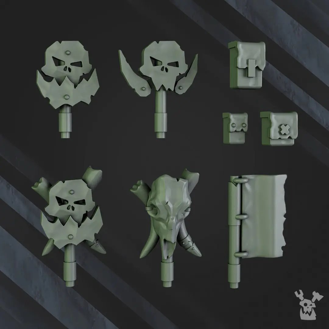3D printed squad of 5 Ork Bigg'uns models by Last Hope Miniatures, detailed fantasy tabletop gaming figures.