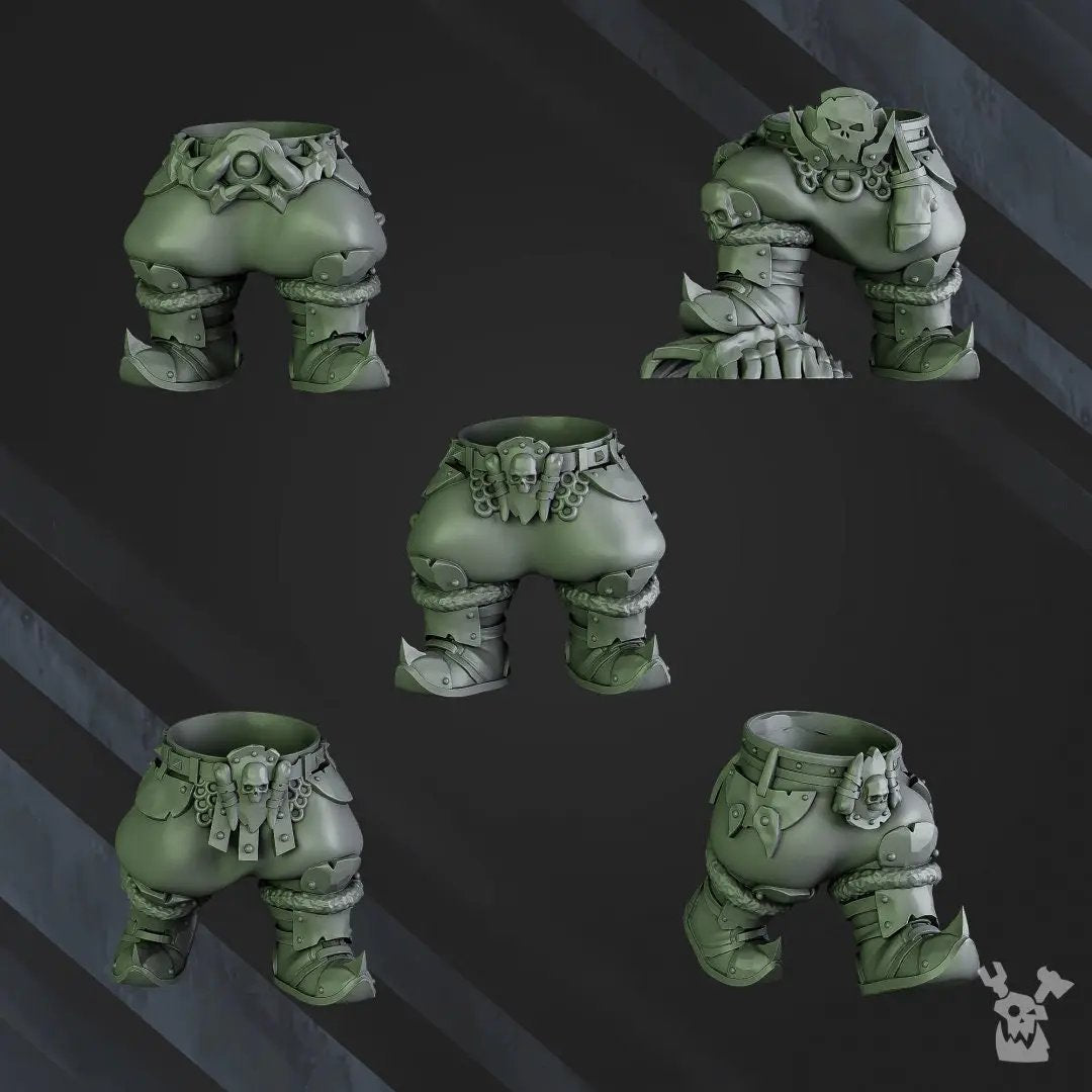 3D printed squad of 5 Ork Bigg'uns models by Last Hope Miniatures, detailed orc miniatures for tabletop gaming.