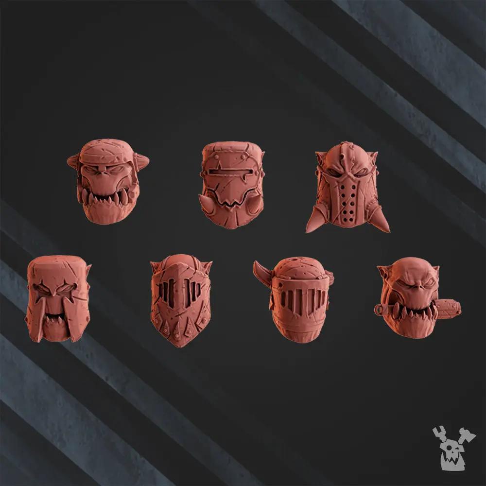 5 3D-printed Ork Boombo Boyz models by Last Hope Miniatures, detailed miniature squad for tabletop gaming.