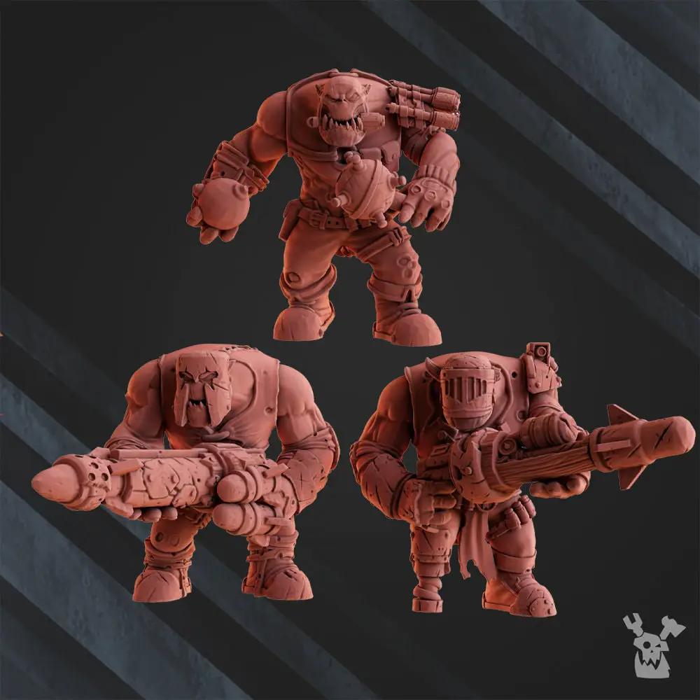 3D printed squad of five Ork Boombo Boyz models by Last Hope Miniatures, featuring detailed green Ork figures with weapons.