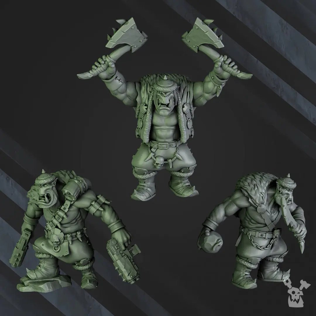 6 3D printed Ork Boys model by Last Hope Miniatures, detailed squad of miniatures for tabletop gaming and display.