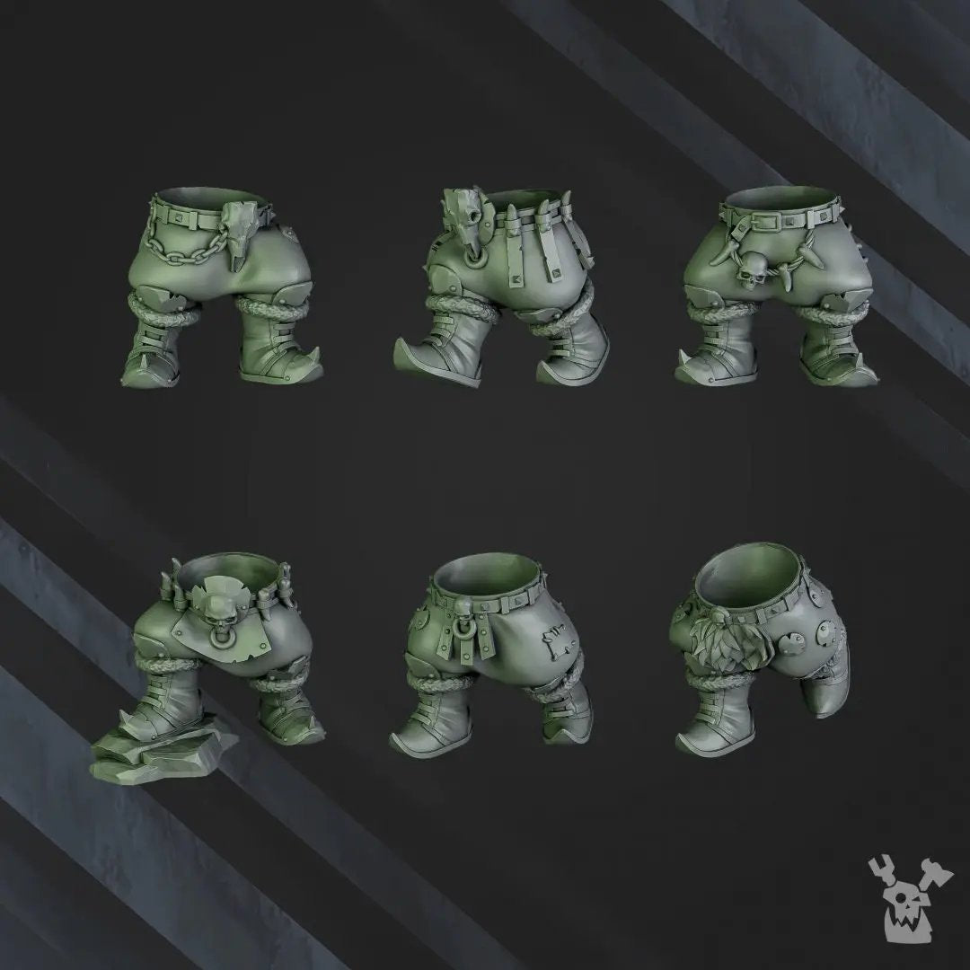 3D printed squad of six Ork Boys miniature models by Last Hope Miniatures, featuring detailed green Ork figures with weapons.