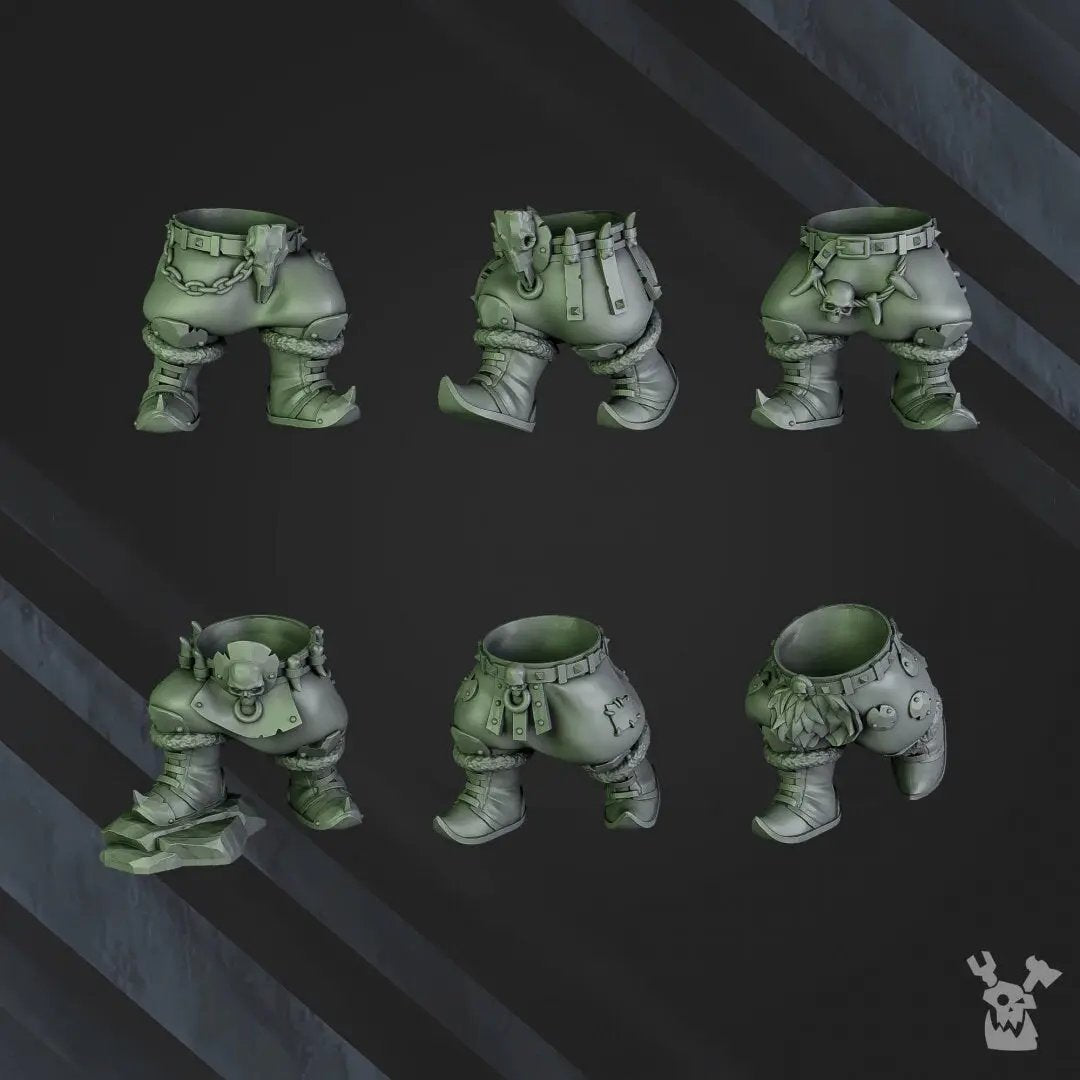 3D printed squad of six Ork Boys model by Last Hope Miniatures, detailed miniatures for tabletop gaming or display.