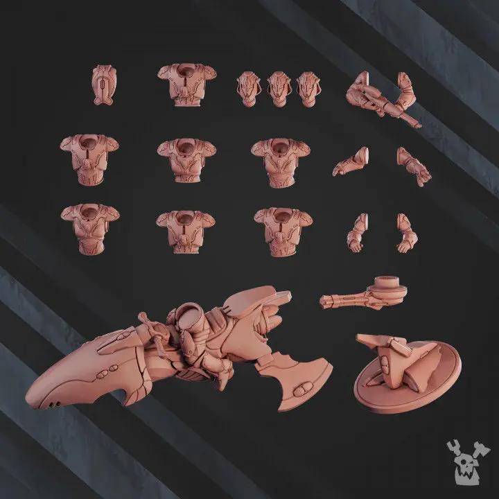 3D-printed Star Alves Rider Squad model by DakkaDakka Miniatures, featuring detailed miniature figures in a sci-fi style.