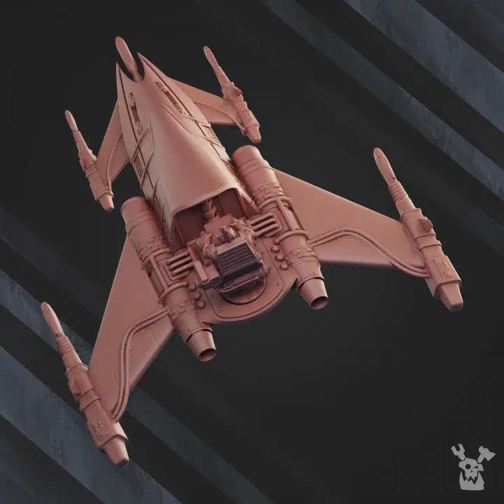 3D printed Star Cobra model by DakkaDakka Miniatures, designed by Last Hope Miniatures, featuring a detailed sci-fi spaceship design.