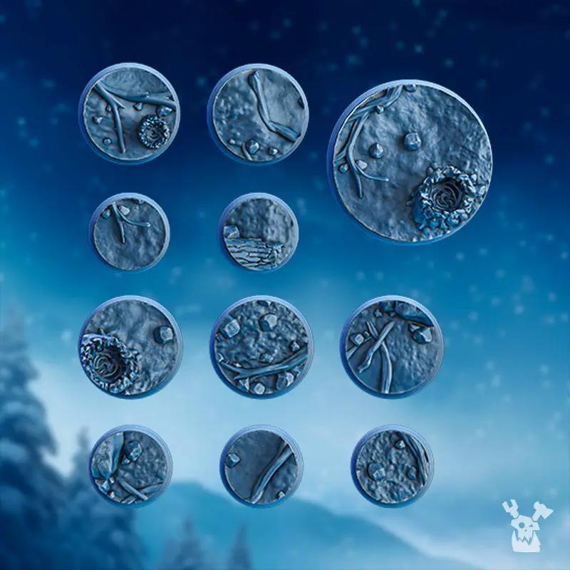 3D printed Stormbringers Frozen Base Set model by Last Hope Miniatures, featuring icy terrain and detailed miniature base design.