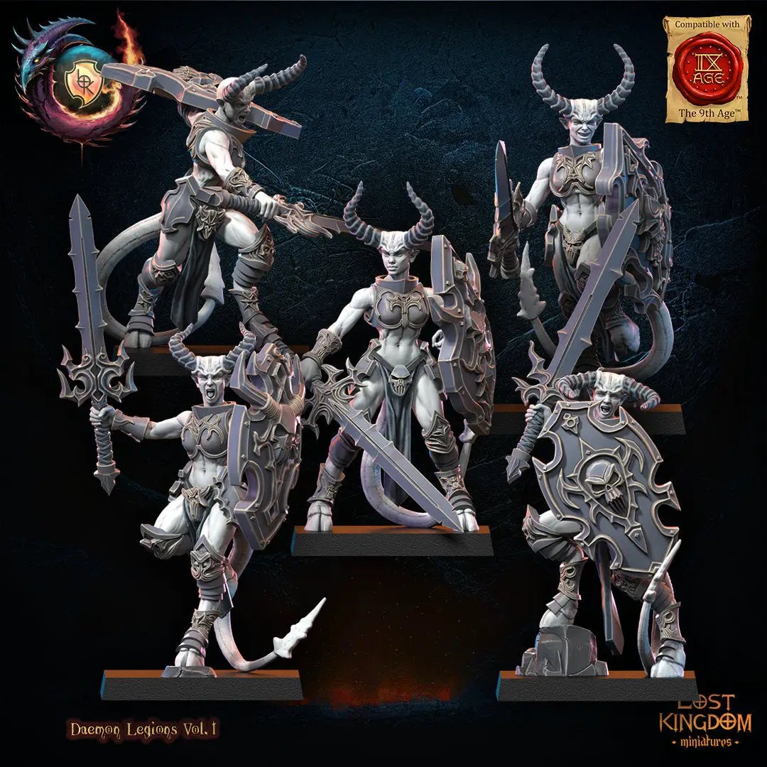 3D printed Succubi Squad model by Last Hope Miniatures, featuring detailed demon-like figures with wings and horns.