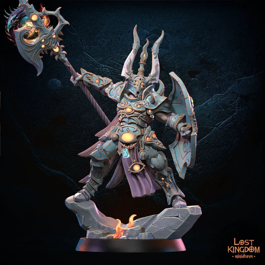 3D printed Supreme Sorcerer of Chaos miniature by Lost Kingdom Miniatures, detailed model with intricate magical design.