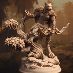 3D printed Tabaxi Forest Ranger model by Last Hope Miniatures, detailed feline character with forest-themed gear and attire.