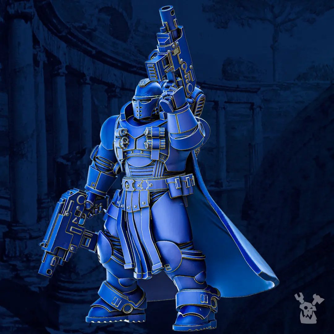 3D printed Tacet Vestiga Lieutenant model by DakkaDakka Miniatures, detailed sci-fi mini figure for tabletop gaming.