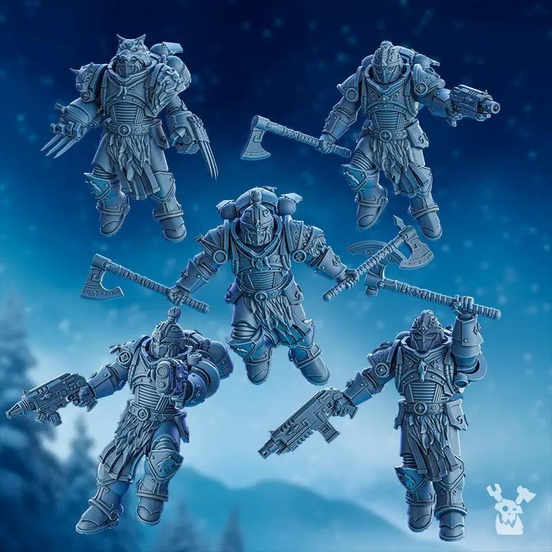 3D printed Tempest Wolves Squad by DakkaDakka Miniatures, five detailed models from Last Hope Miniatures, ready for tabletop gaming.