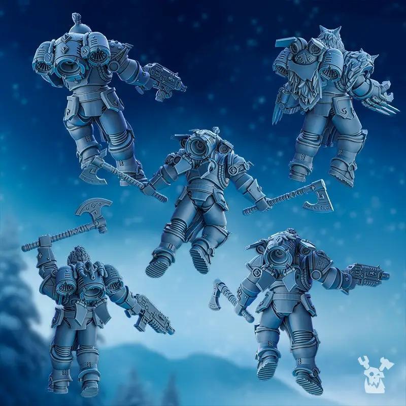 Five 3D printed Tempest Wolves Squad models by Last Hope Miniatures for DakkaDakka Miniatures, shown in detailed close-up.