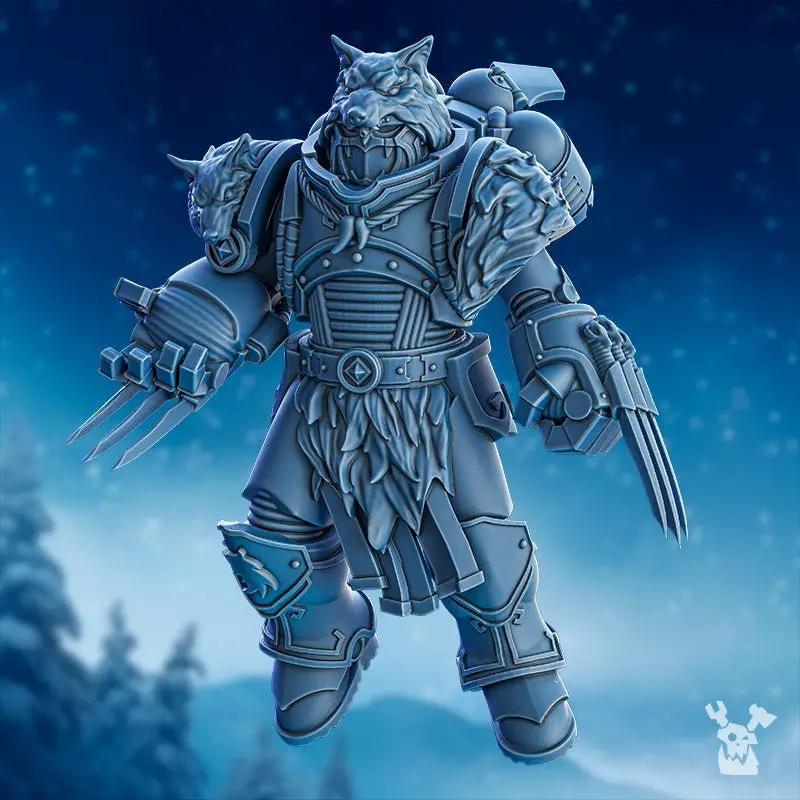 5 3D printed Tempest Wolves Squad models by Last Hope Miniatures for DakkaDakka Mininatures, featuring detailed wolf figures.