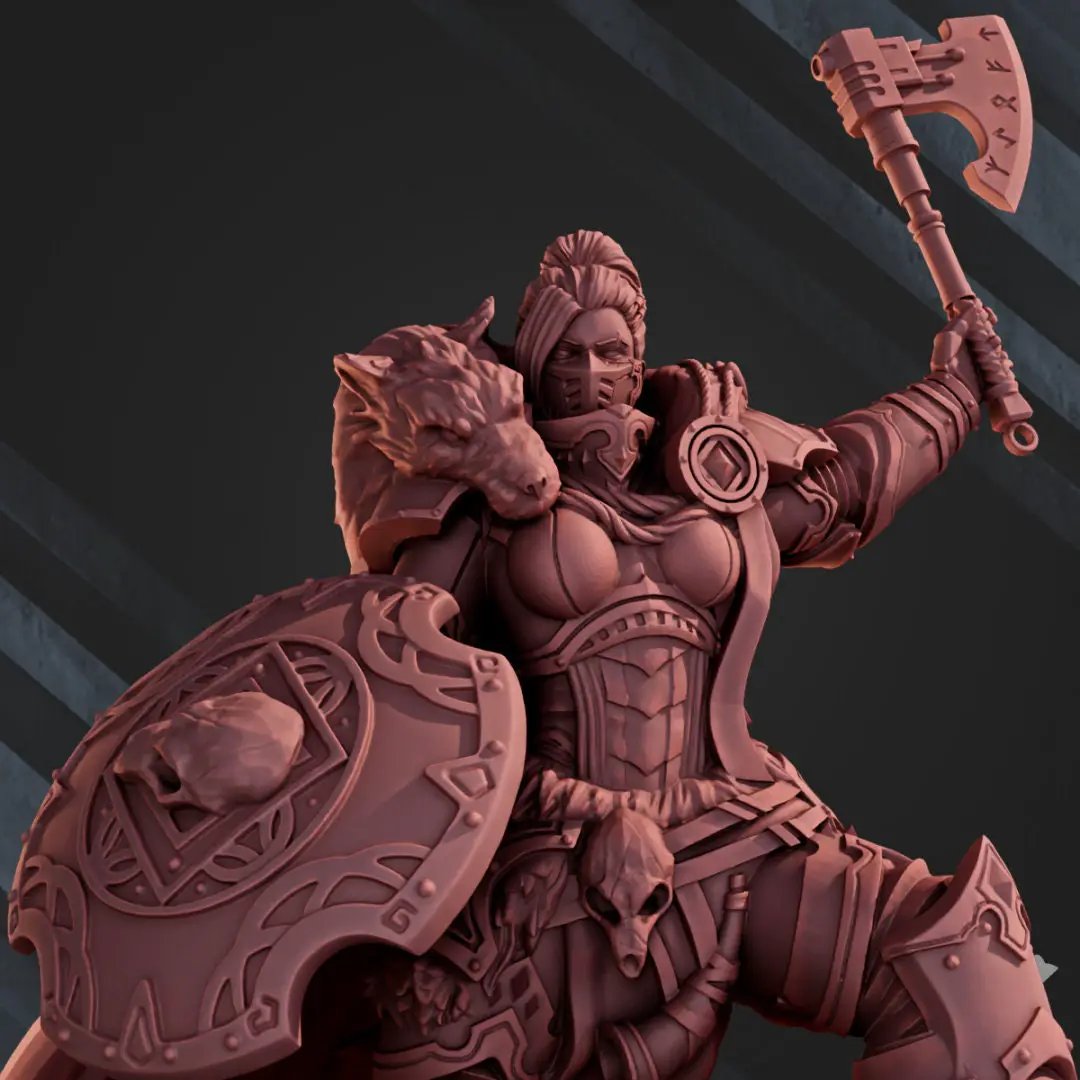 3D printed model of The Wolf Queen by DakkaDakka, a detailed fantasy miniature from Last Hope Miniatures.