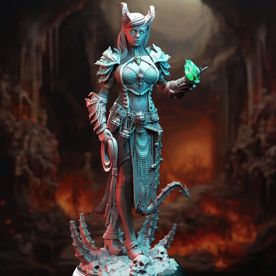 3D printed Tiefling Fiend Warlock model by Last Hope Miniatures, detailed miniature figure for tabletop gaming and collection.
