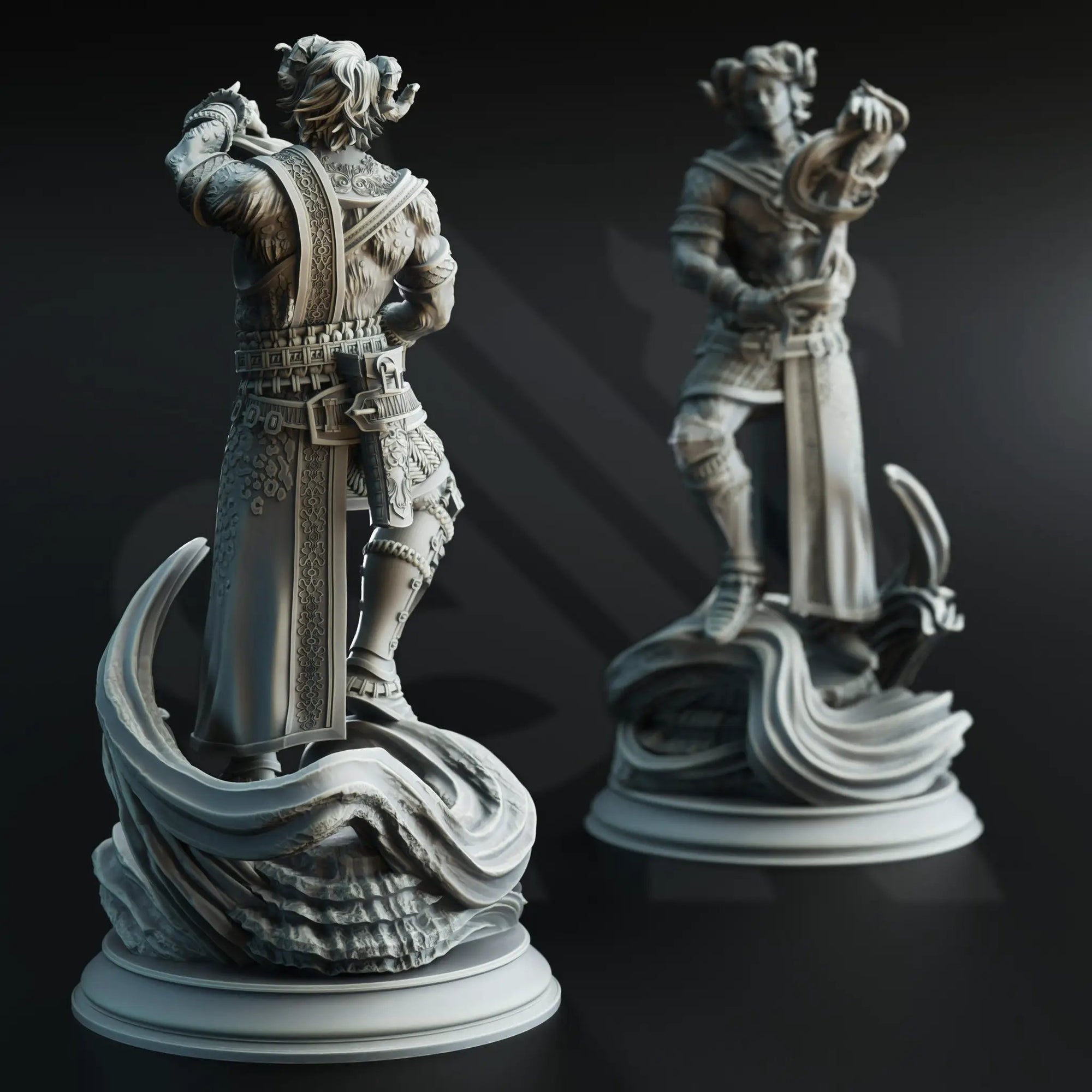 3D printed Tiefling Infernal Warlock model by Last Hope Miniatures, detailed miniature figurine with horns and fiery fantasy design