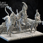 Three 3D printed Tomb Guardians models by Last Hope Miniatures, detailed stone-like figures from Lost Kingdom Miniatures.