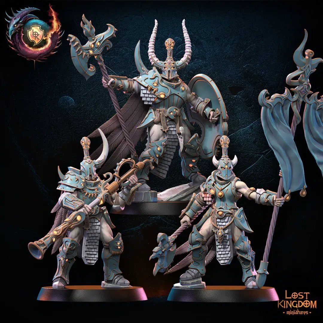 3D printed Transfiguration Regiment Command Group model by Last Hope Miniatures, featuring detailed figures in dynamic poses.