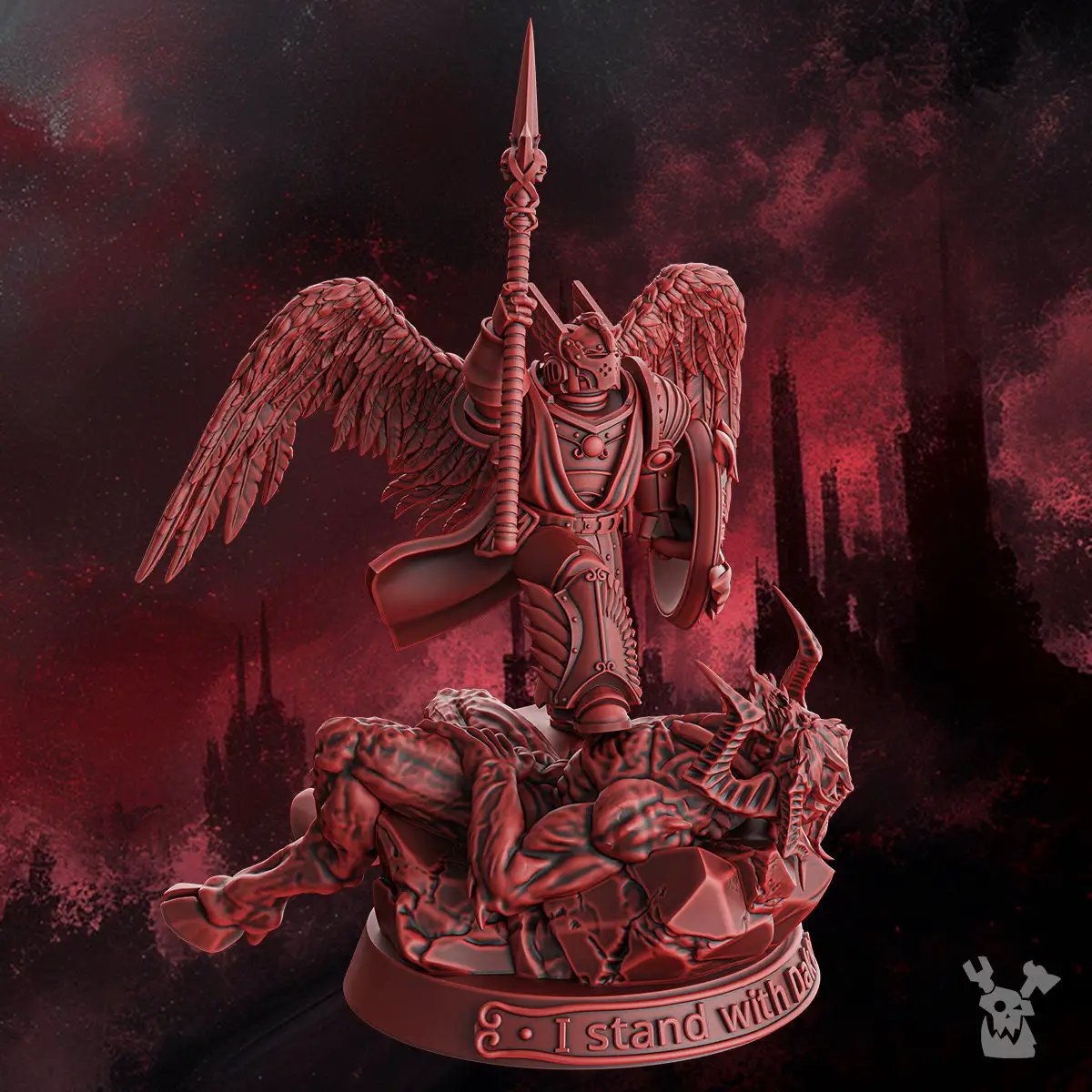 3D printed Triumphant Angel model by Last Hope Miniatures, detailed fantasy figure with wings and intricate design.
