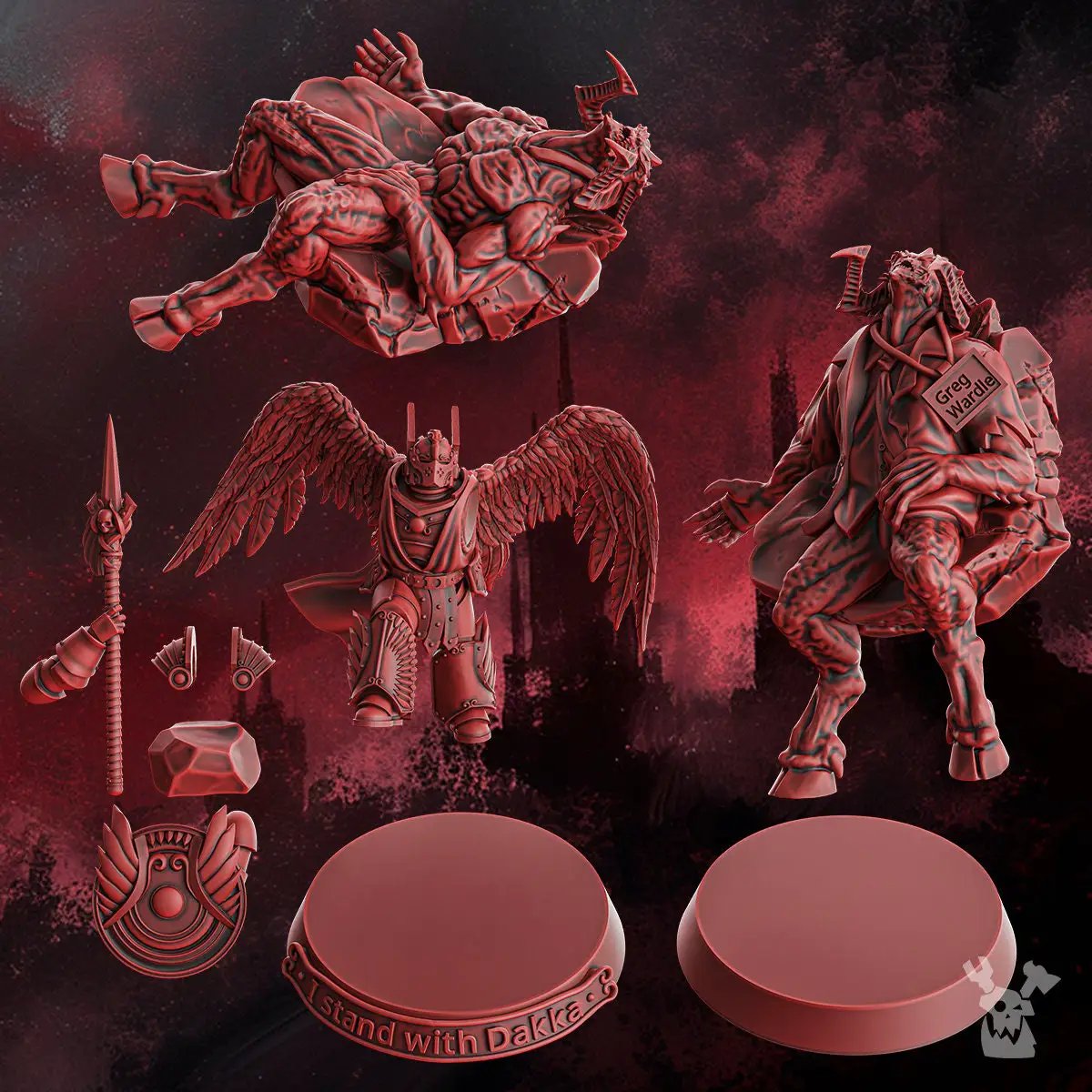 3D printed triumphant angel model by Last Hope Miniatures, featuring detailed wings and armor, designed by DakkaDakka Miniatures.
