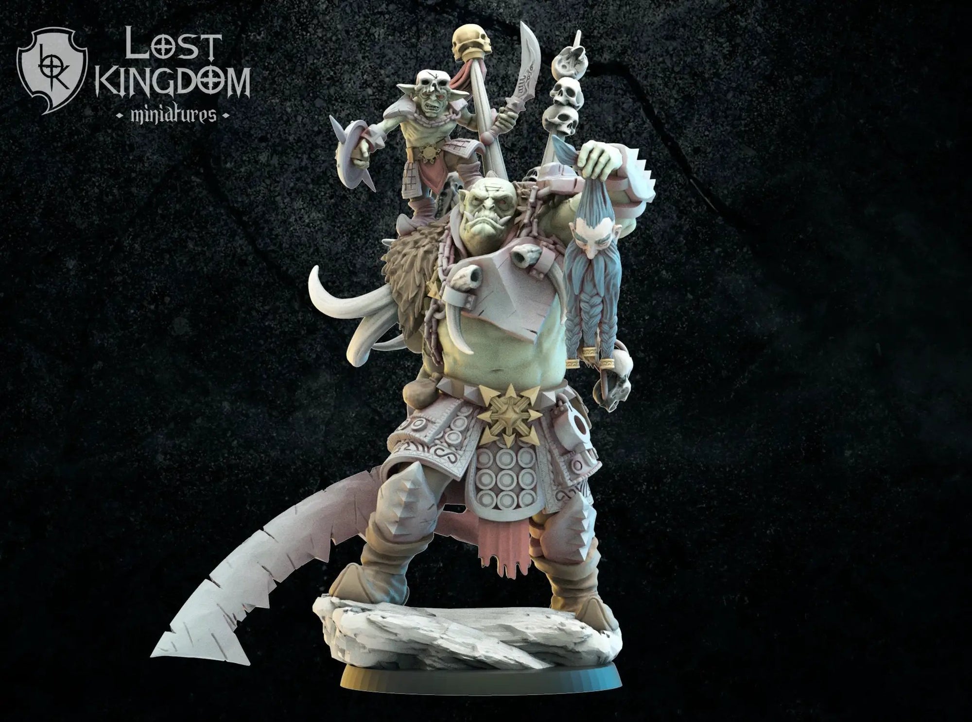 3D printed model of Uhur & Ofduk, The Unchained by Lost Kingdom Miniatures, featuring detailed miniature figures from Last Hope Miniatures.