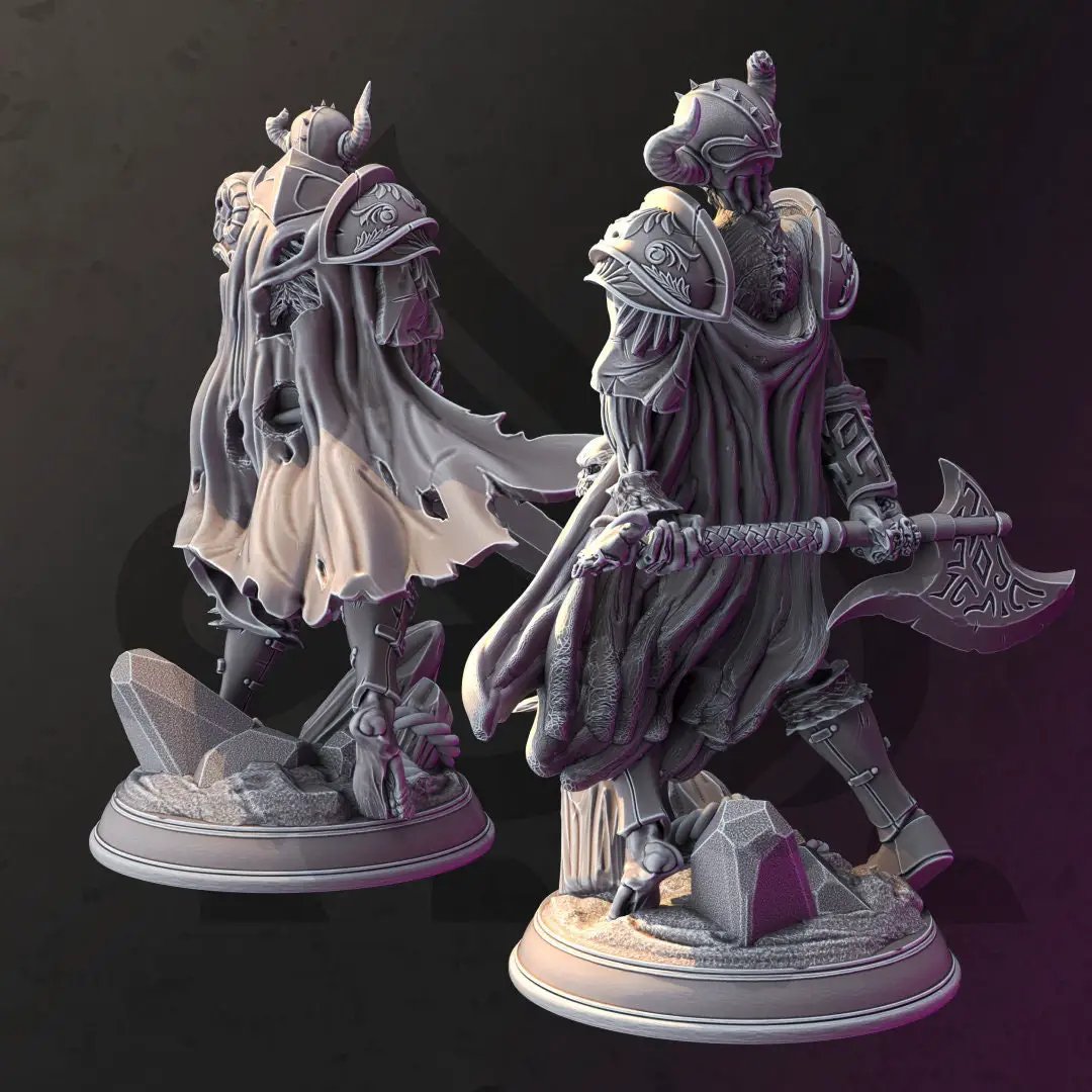 Two 3D printed undead warrior models by Last Hope Miniatures for DM Stash, featuring detailed zombie soldier figures.