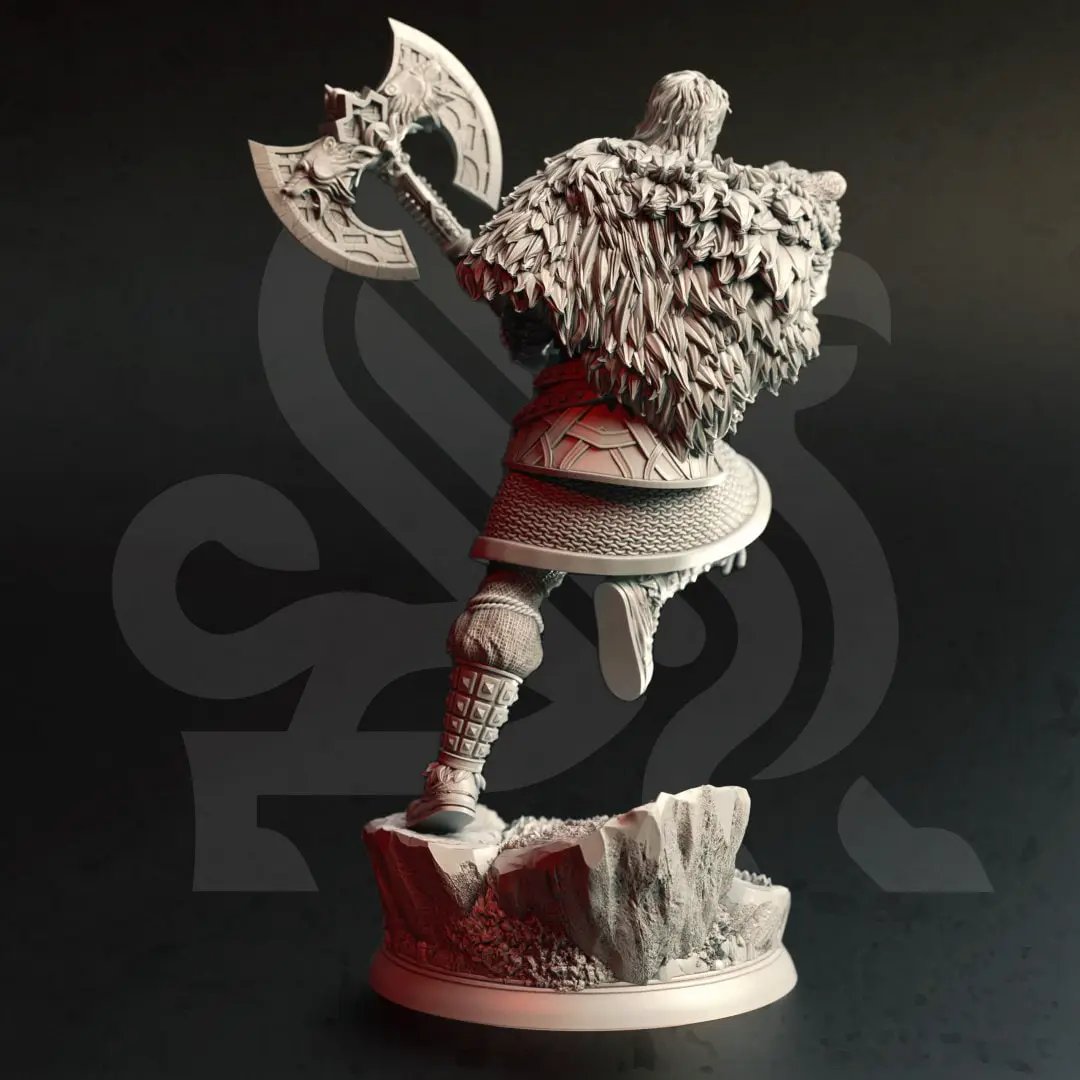 3D printed Viking Barbarian King model by Last Hope Miniatures, featuring detailed armor and fierce stance.