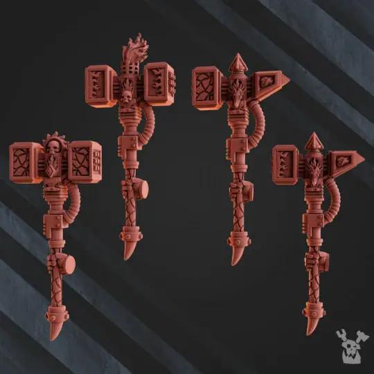 Set of five 3D printed Volcano Legion Heavy Destroyer models by DakkaDakka Miniatures, designed for tabletop gaming.