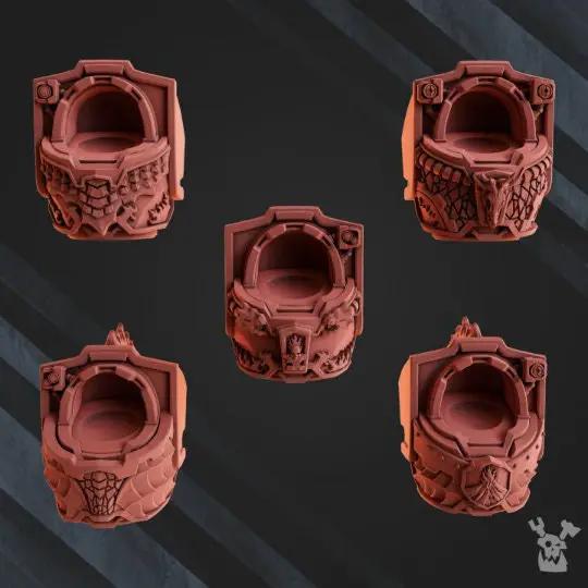 Set of five 3D printed Volcano Legion Heavy Destroyers models by DakkaDakka Miniatures, detailed sci-fi tabletop miniatures by Last Hope Miniatures
