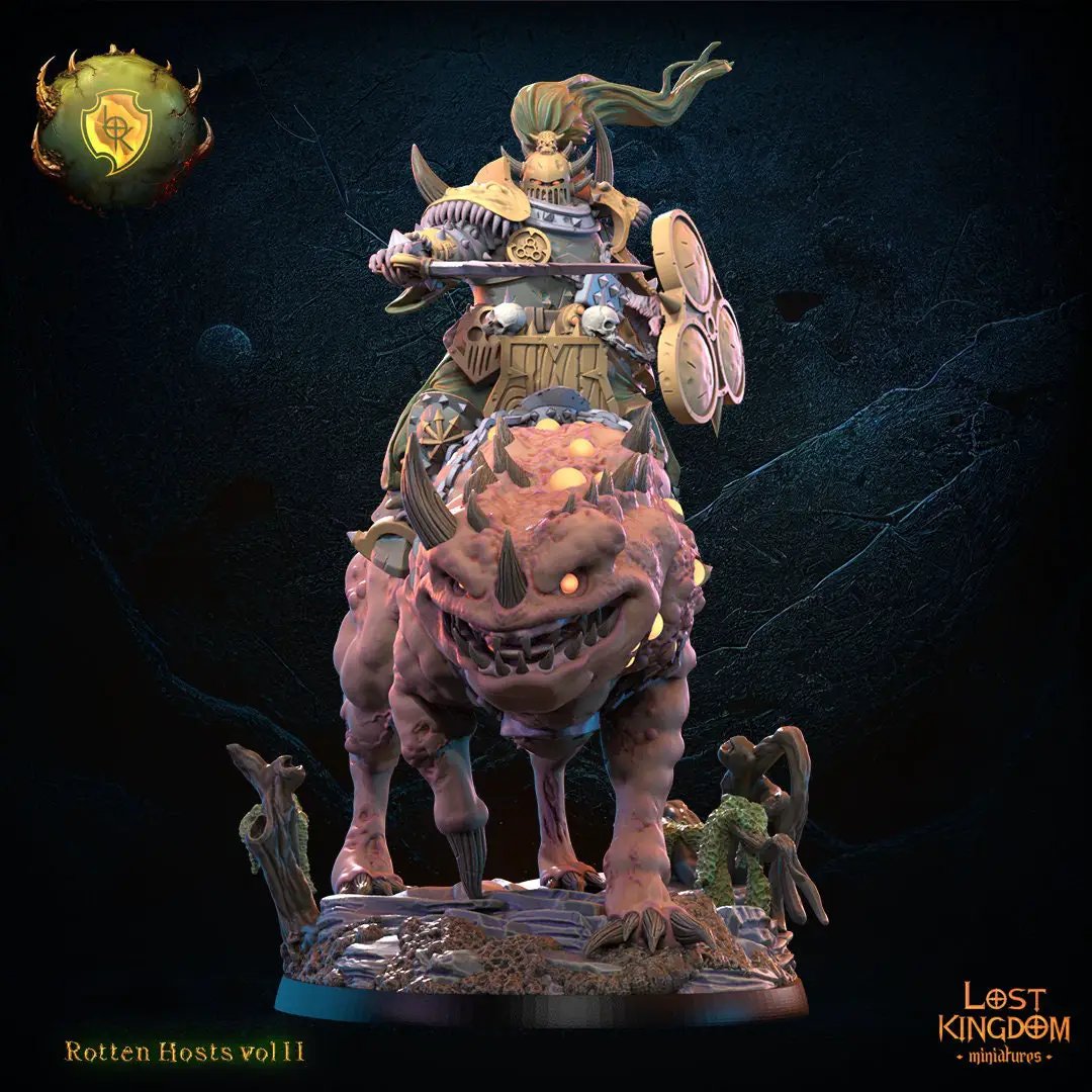 3D printed model of Volnir the Creeper on Rotten Beast by Lost Kingdom Miniatures, detailed miniature for tabletop gaming.
