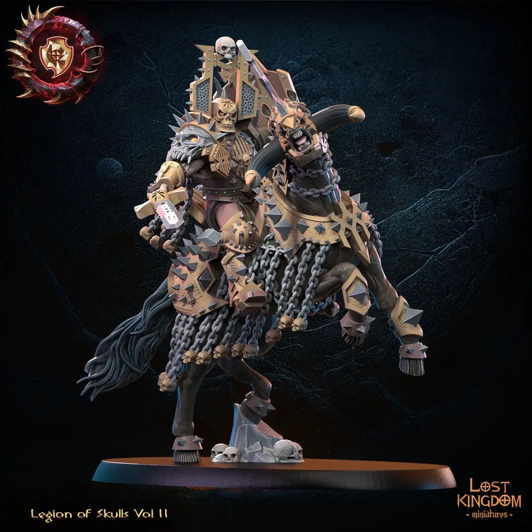 3D printed Skull Knight Champion model by Lost Kingdom Miniatures, detailed figure with armored armor and fierce pose.