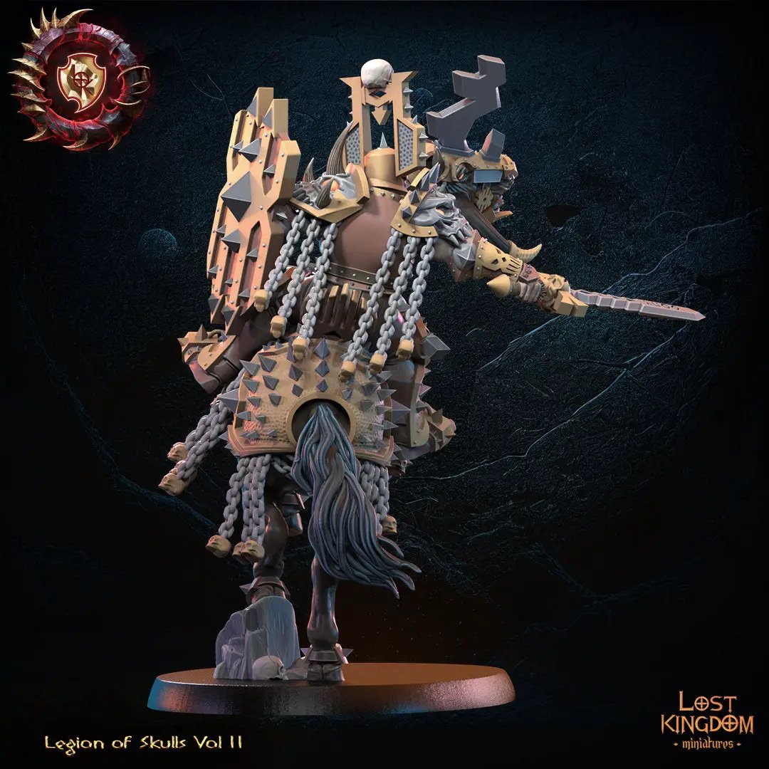 3D printed Skull Knight Champion model by Lost Kingdom Miniatures, detailed miniature figure with armor and weapon, designed for tabletop gaming.