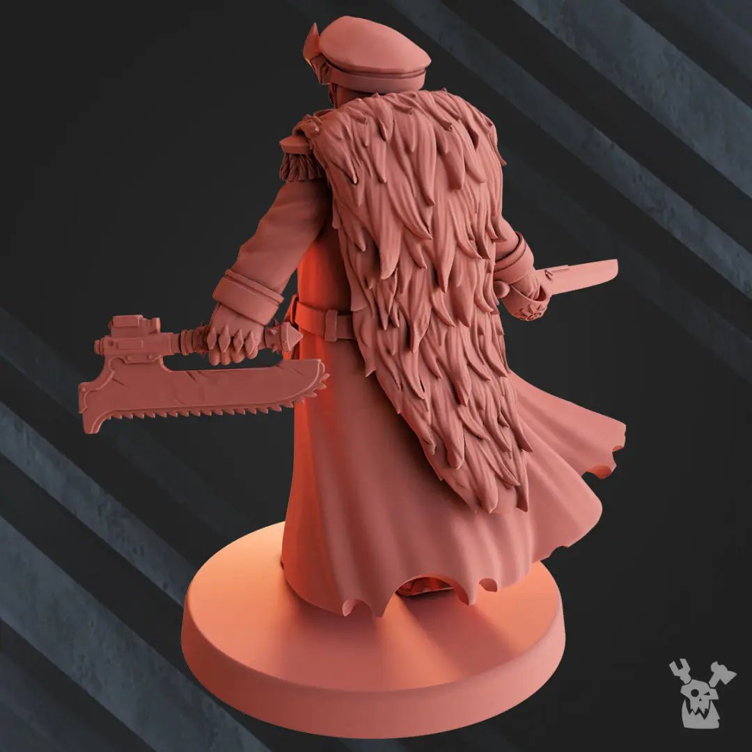 3D printed Vultures Horde Commissar model by Last Hope Miniatures, featuring detailed sculpting and dynamic pose.