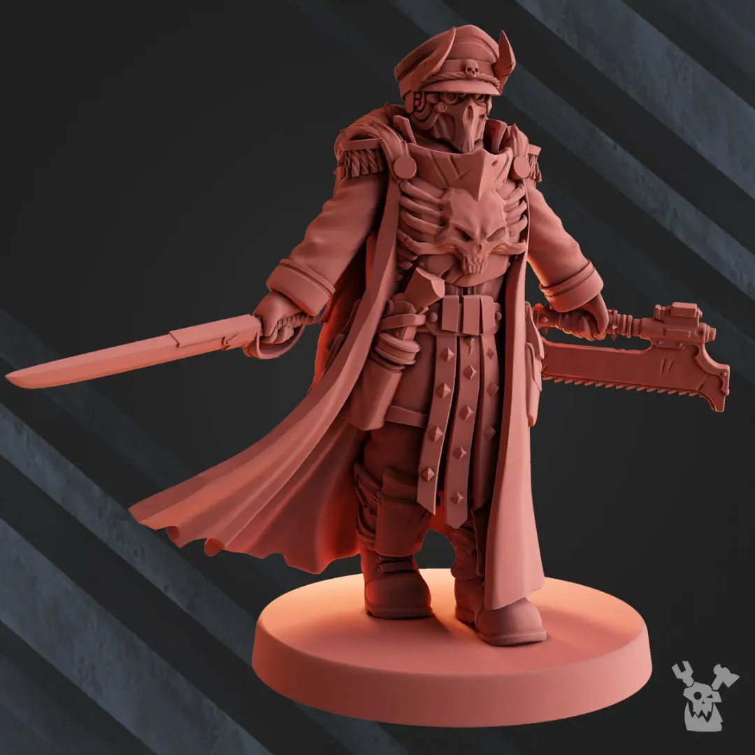 3D printed Vultures Horde Commissar model by Last Hope Miniatures, featuring detailed sculpting and dynamic pose from DakkaDakka Miniatures.