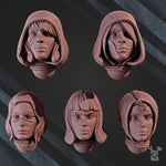 Set of 10 3D printed War Sisters "Great Martyrs" head models by Last Hope Miniatures, featuring detailed sculpting for tabletop gaming.