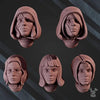 Set of 10 3D printed War Sisters Great Martyrs heads for models by Last Hope Miniatures, featuring detailed sculpting and intricate design.