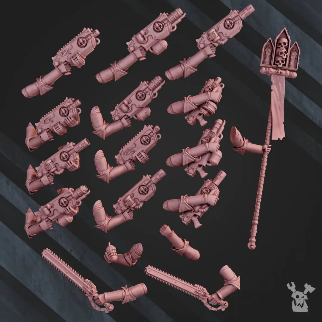 6 3D printed War Sisters Novice Squad models by Last Hope Miniatures, detailed figures for tabletop gaming.